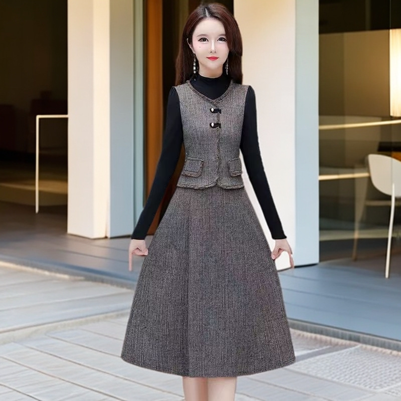 805#黑【木兮兮专属】2026年春季新款气质显瘦洋气拼接时尚连衣裙