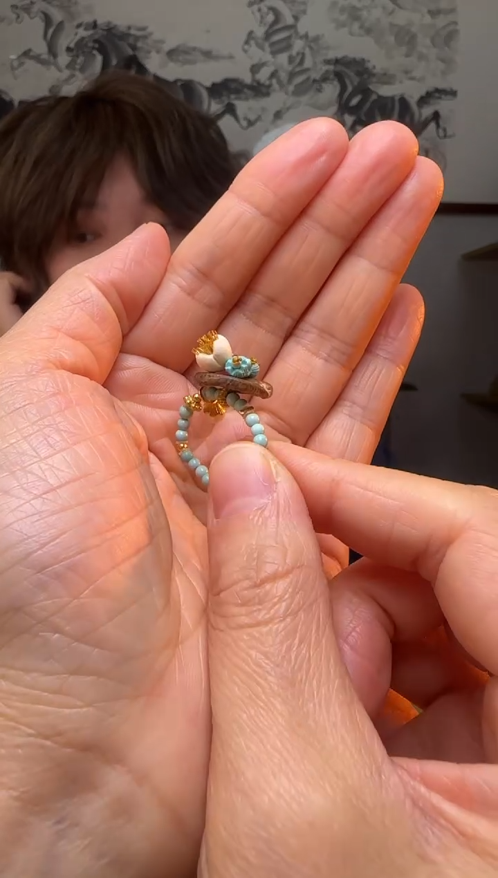 【闪购商品】绿松石戒指银S925镶嵌时尚百搭A1695