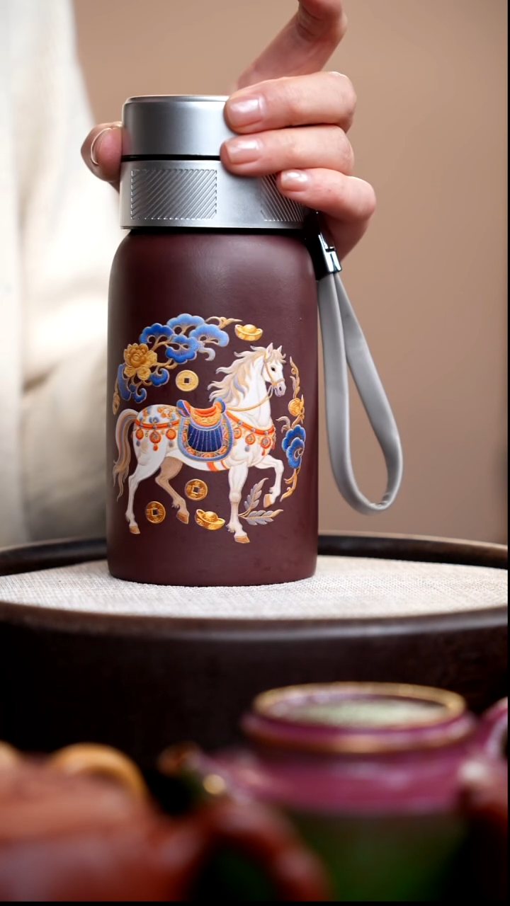 茶壶紫砂紫泥随行杯白马