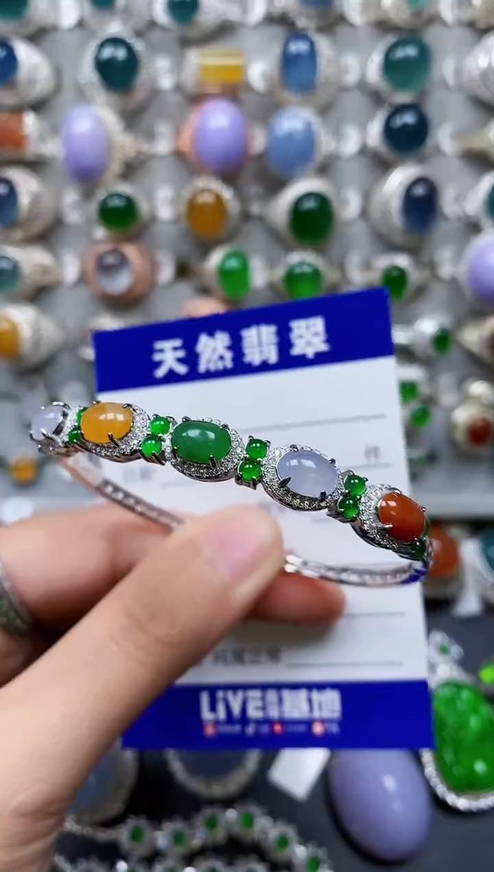 【闪购商品】翡翠手镯银S925镶嵌0566