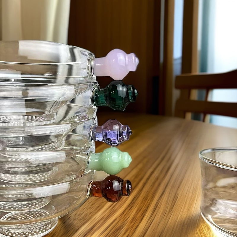 【福禄茶漏】高硼硅耐热玻璃茶滤茶漏家用创意手工激光孔多颜色可选