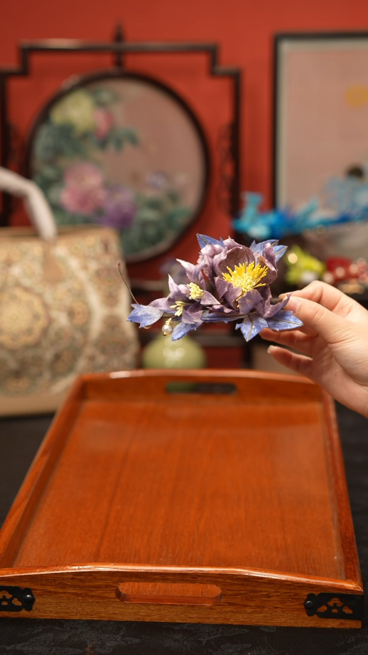 刺绣鸵*非遗手工绒花饰品