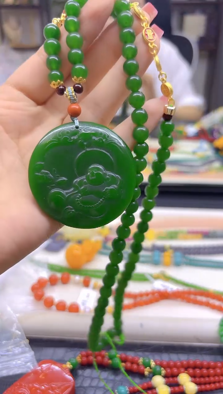 毛衣链未镶嵌和田玉（碧玉）DIY款M781