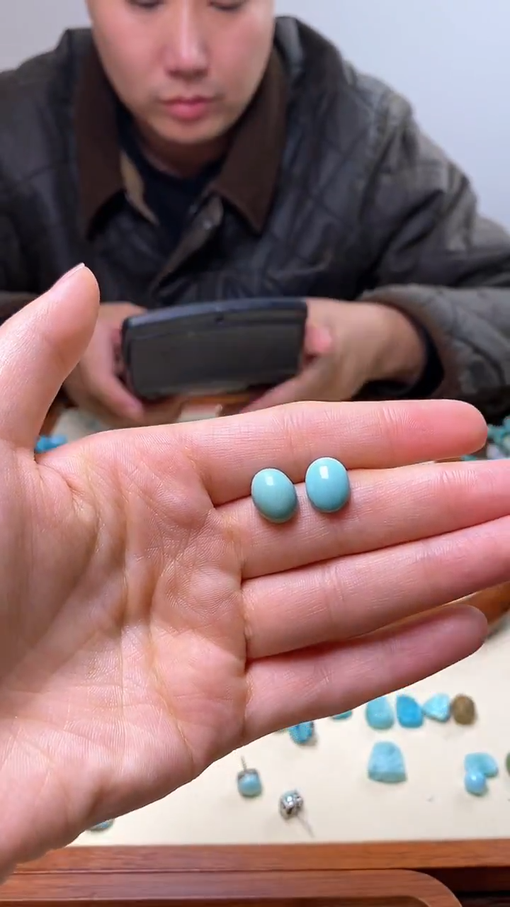 【闪购商品】绿松石1银S925镶嵌绿松石耳钉