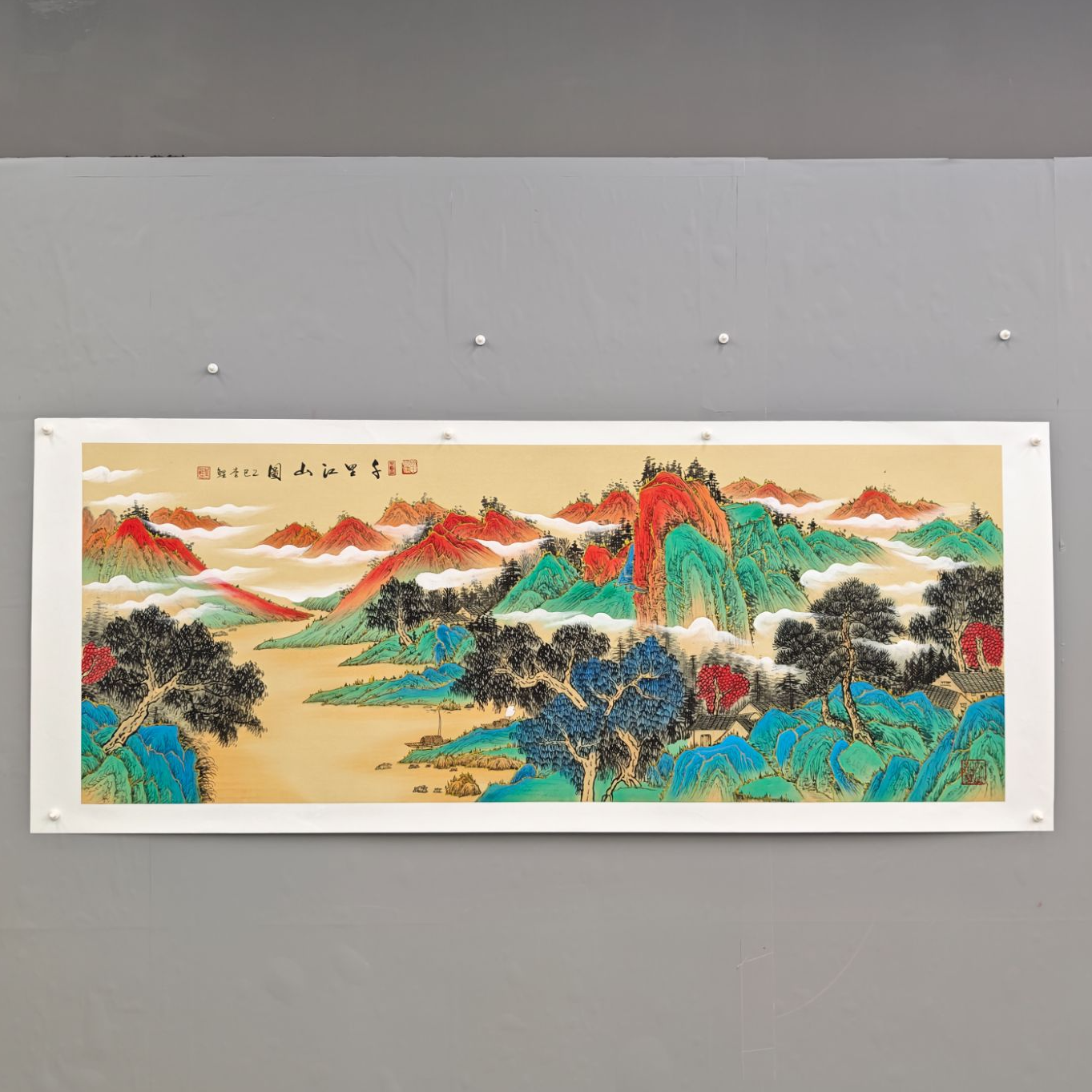锦煌专属/李鲤手绘/千里江山图/仿古/画芯180*70/十二平尺