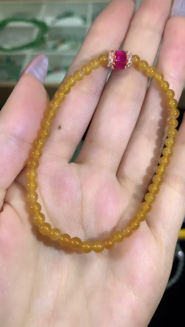 【闪购商品】翡翠手串未镶嵌柠檬黄a23 wxg