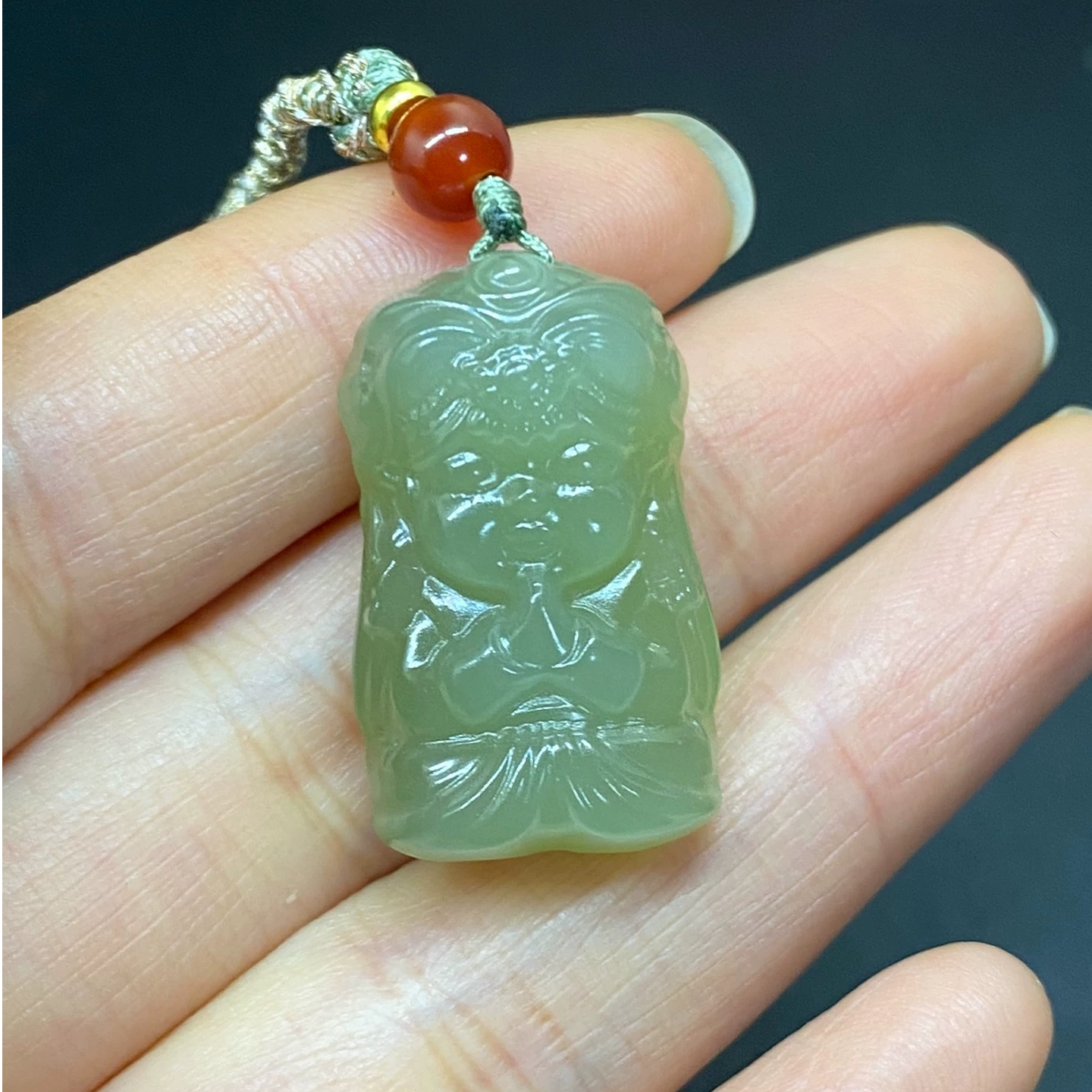 天然和田玉29MM扎基拉姆吊坠