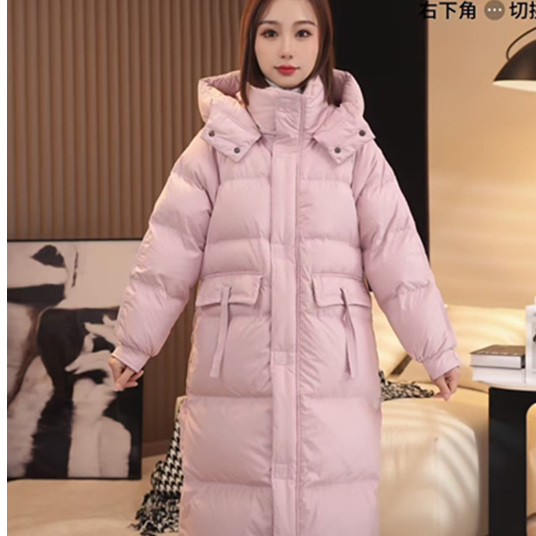 思思小个子女装【冬款减龄显瘦连帽长款90白鸭绒羽绒服24F177】