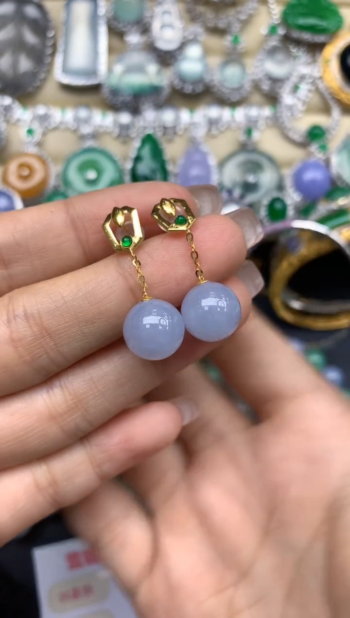 18K金镶嵌翡翠耳饰226-中国好珍宝