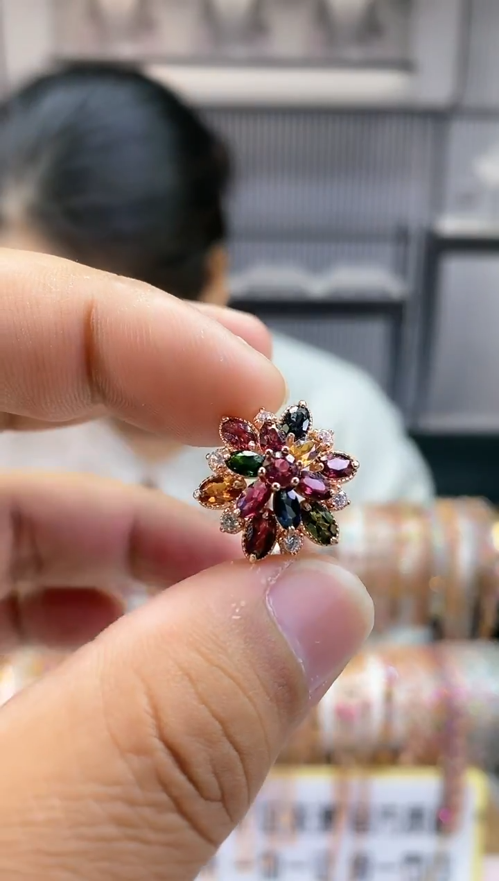 银S925镶嵌戒指碧玺354354354354354