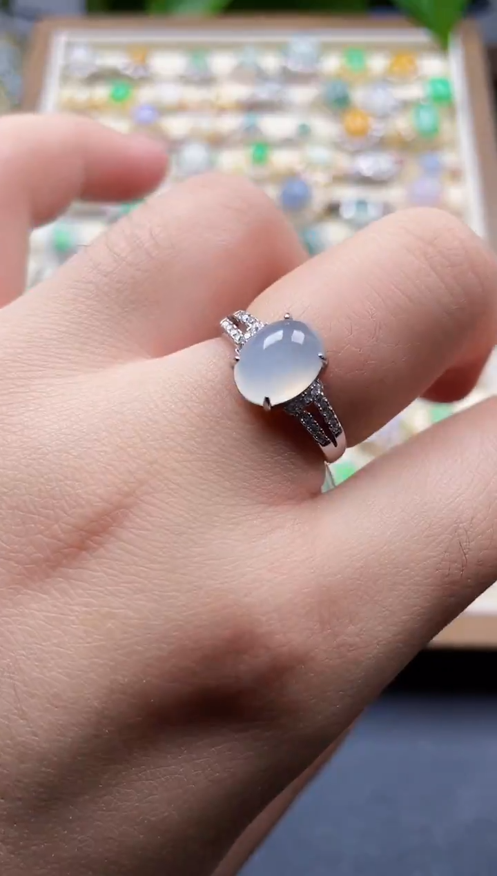 银S925镶嵌戒指翡翠1