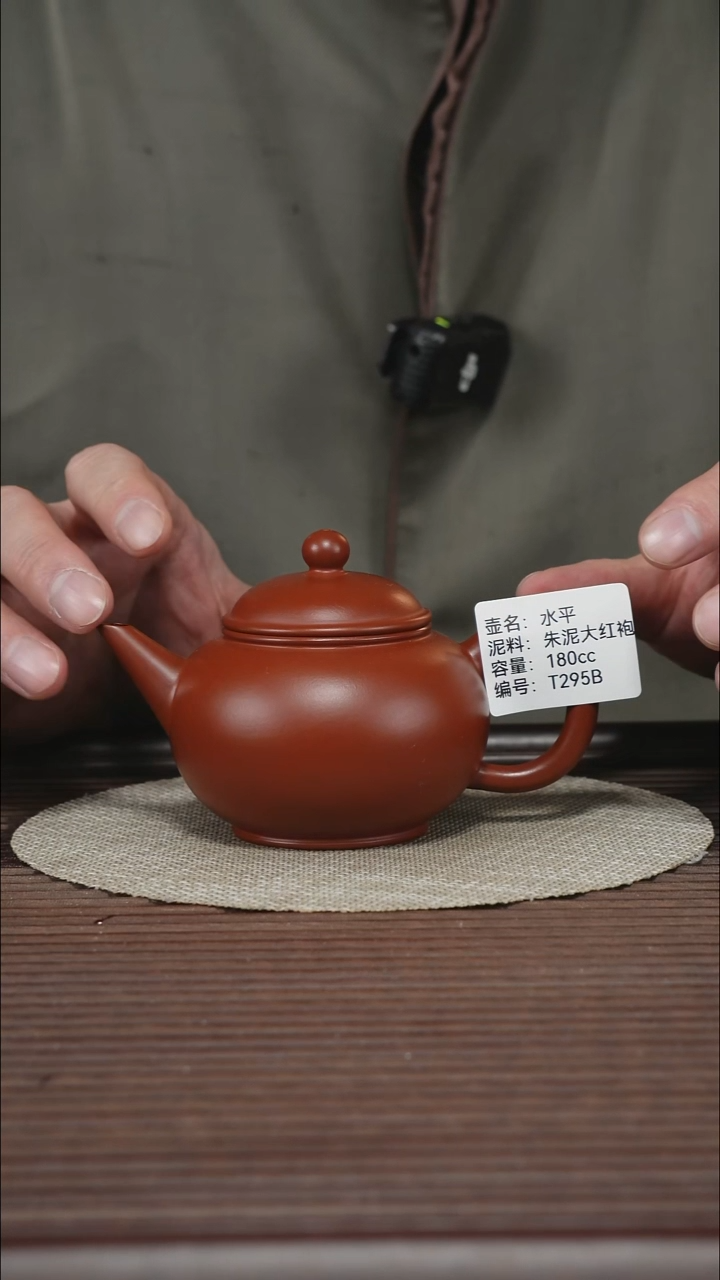 茶壶紫砂T295B 朱泥大红袍 水平 180cc