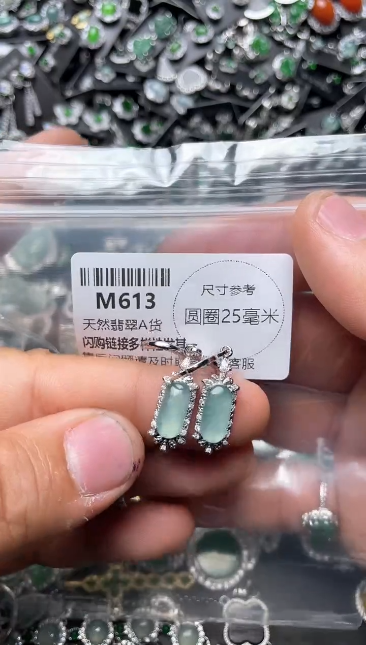 翡翠未镶嵌颈饰M613耳扣