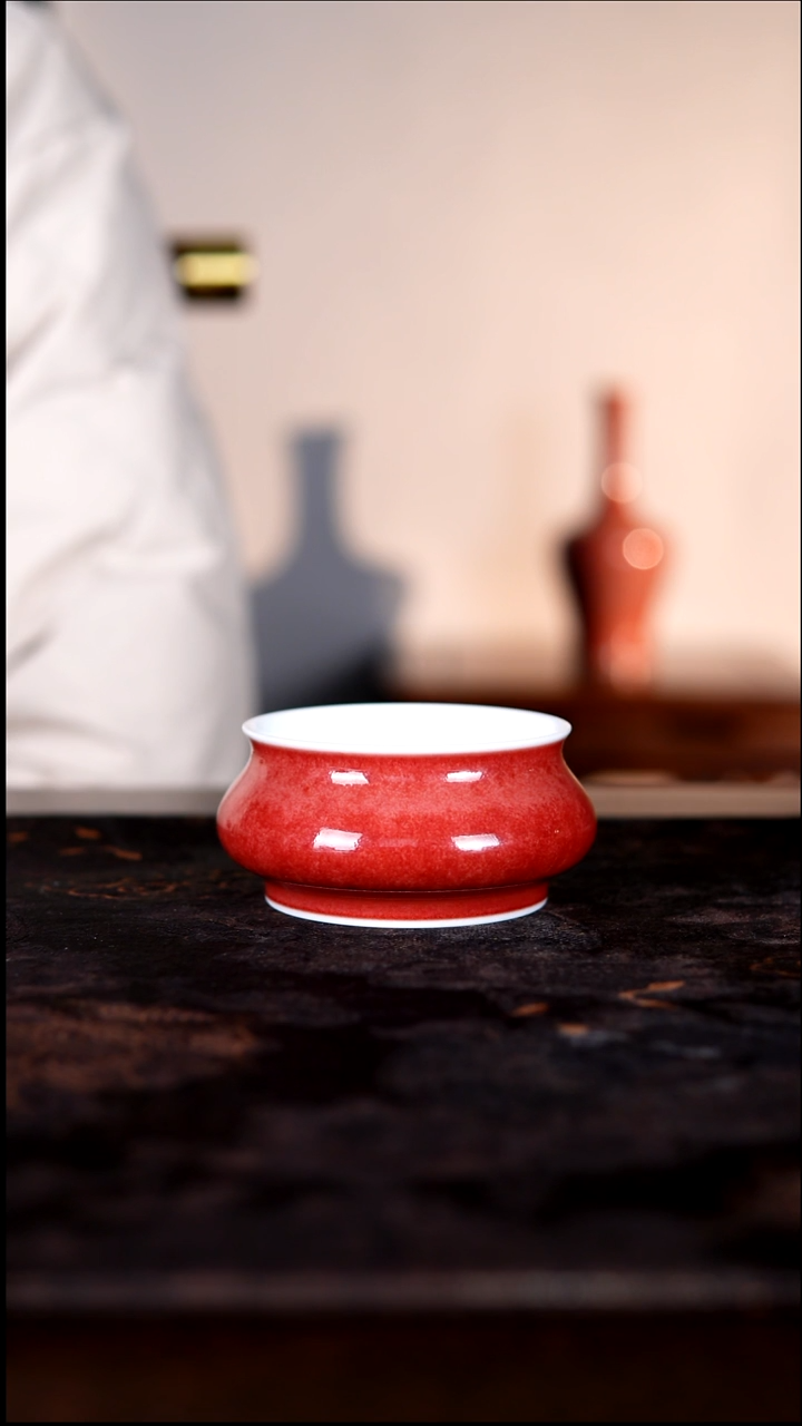 杯子白泥豇豆红陶瓷纯手工