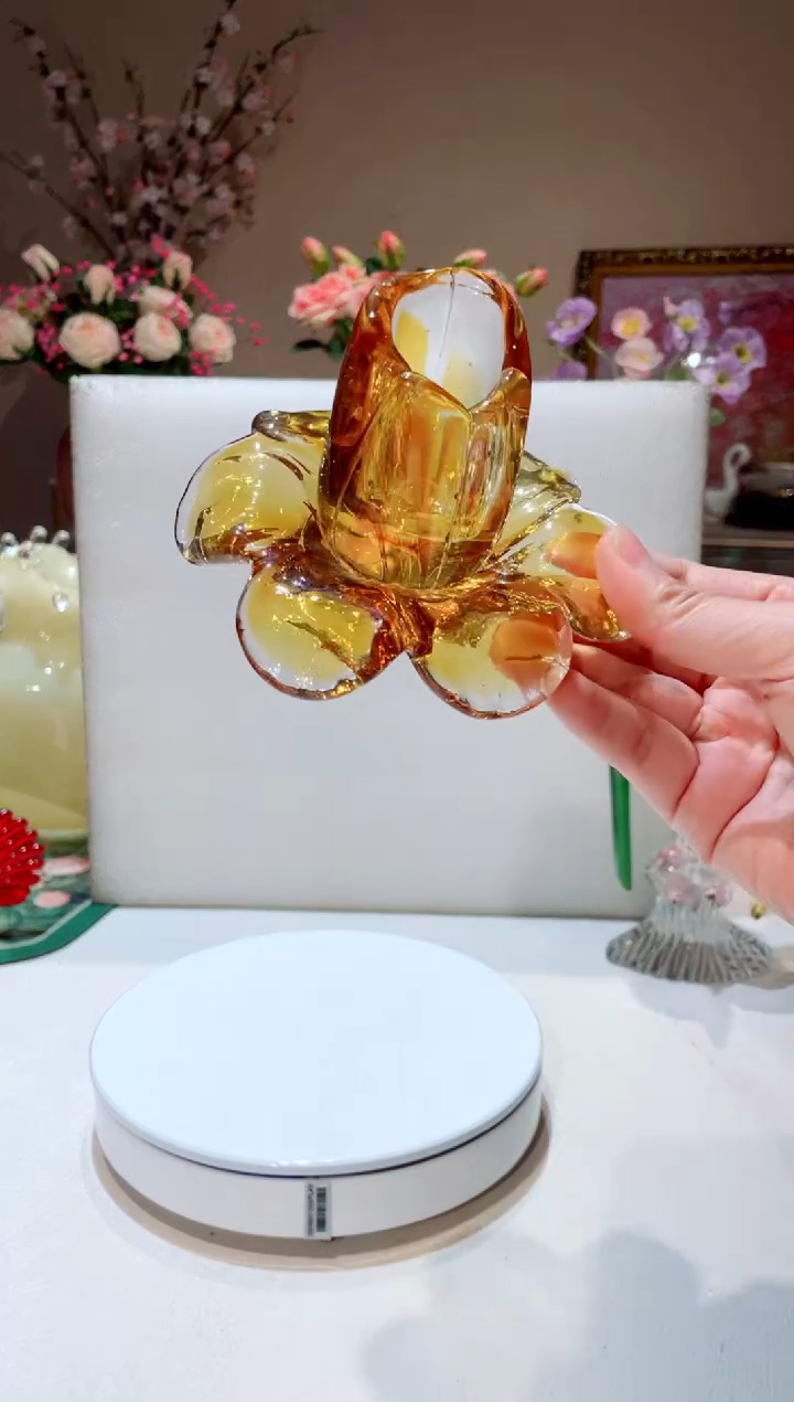 【闪购商品】琉璃手工艺品金色琉璃烛台  微瑕