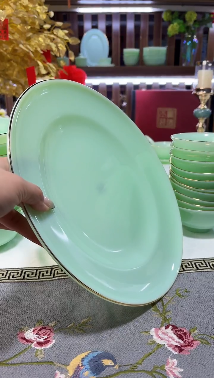 玉瓷12英寸大圆平盘1只