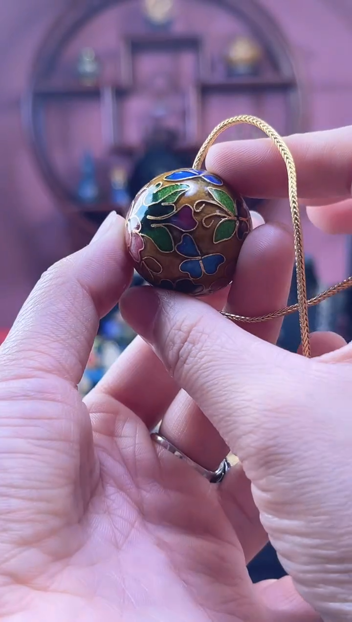 非遗景泰蓝 3cm珠子 链子 黄色