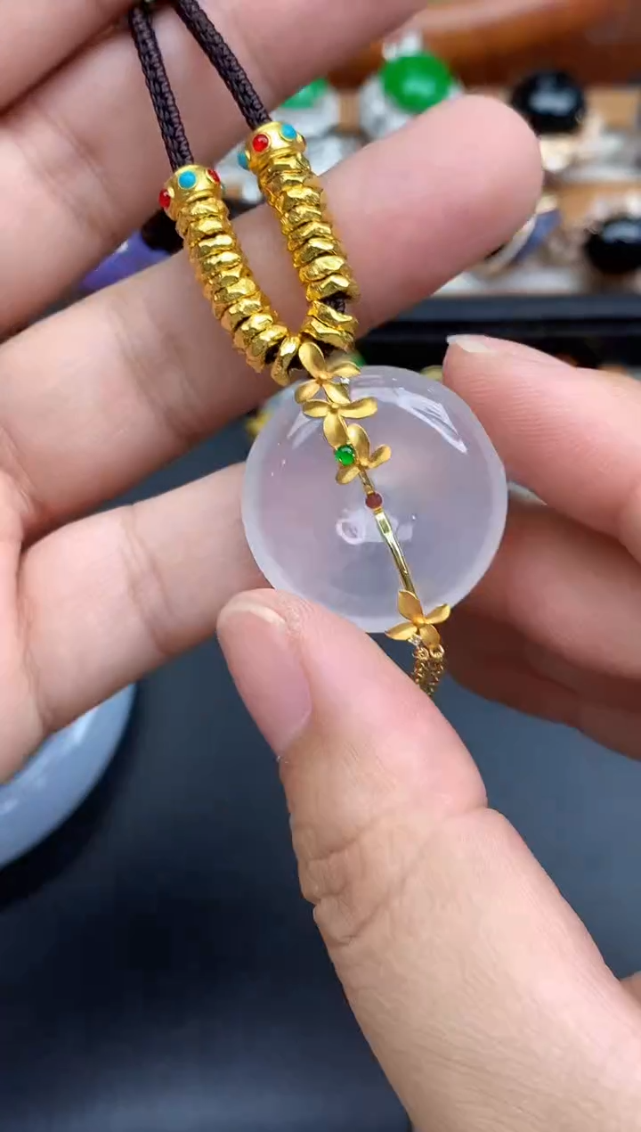 颈饰18K金镶嵌翡翠620-中国好珍宝