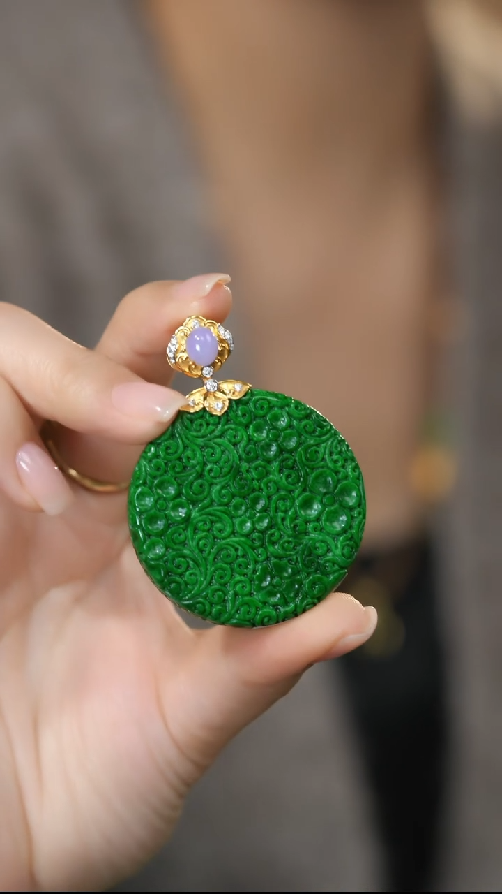 颈饰18K金镶嵌翡翠@HSG09121104@