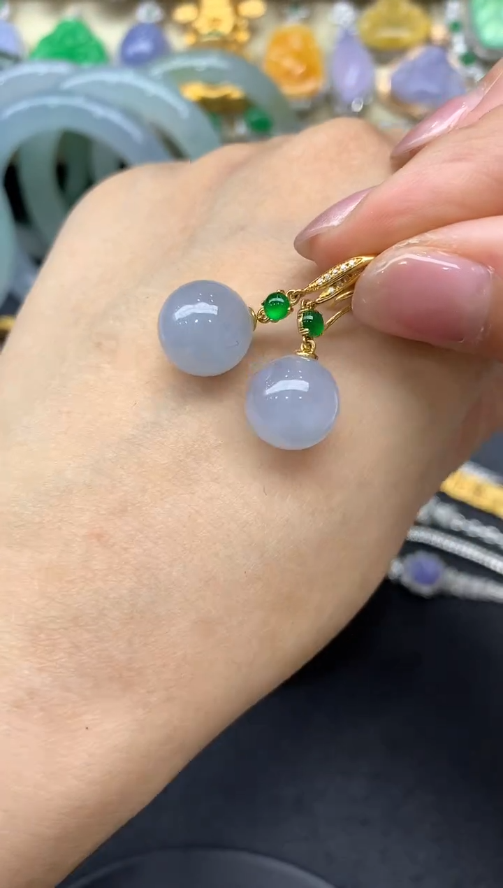 【闪购商品】翡翠耳饰18K金镶嵌302-中国好珍宝