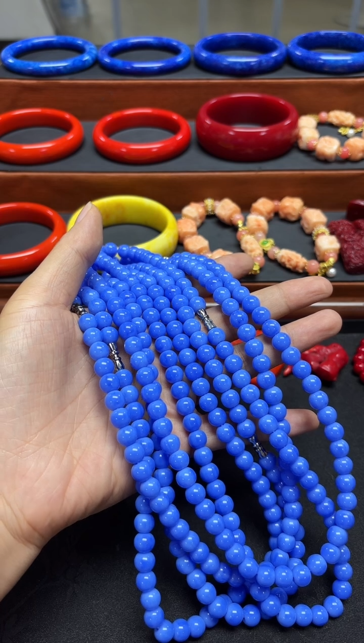 001号精品蓝色圆珠项链