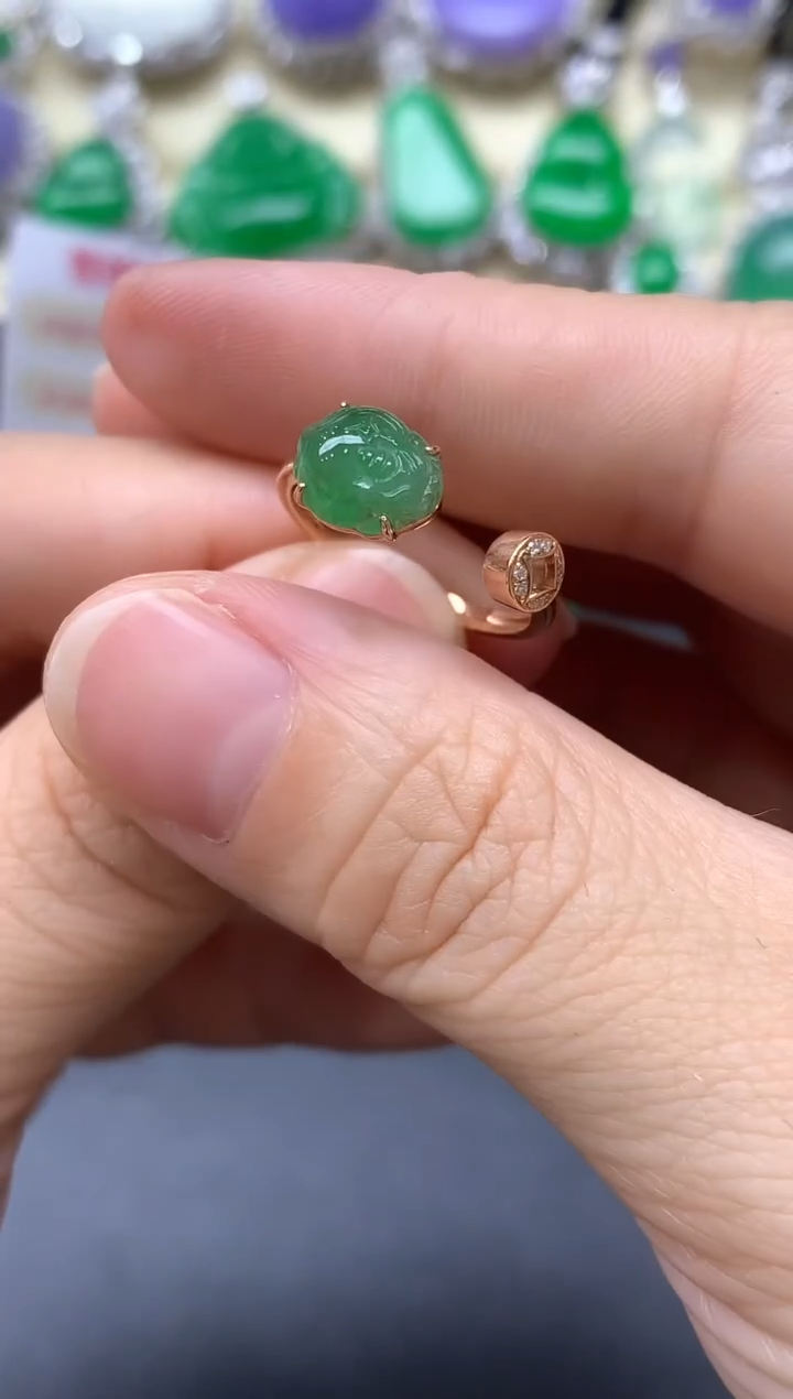 18K金镶嵌戒指翡翠492-中国好珍宝