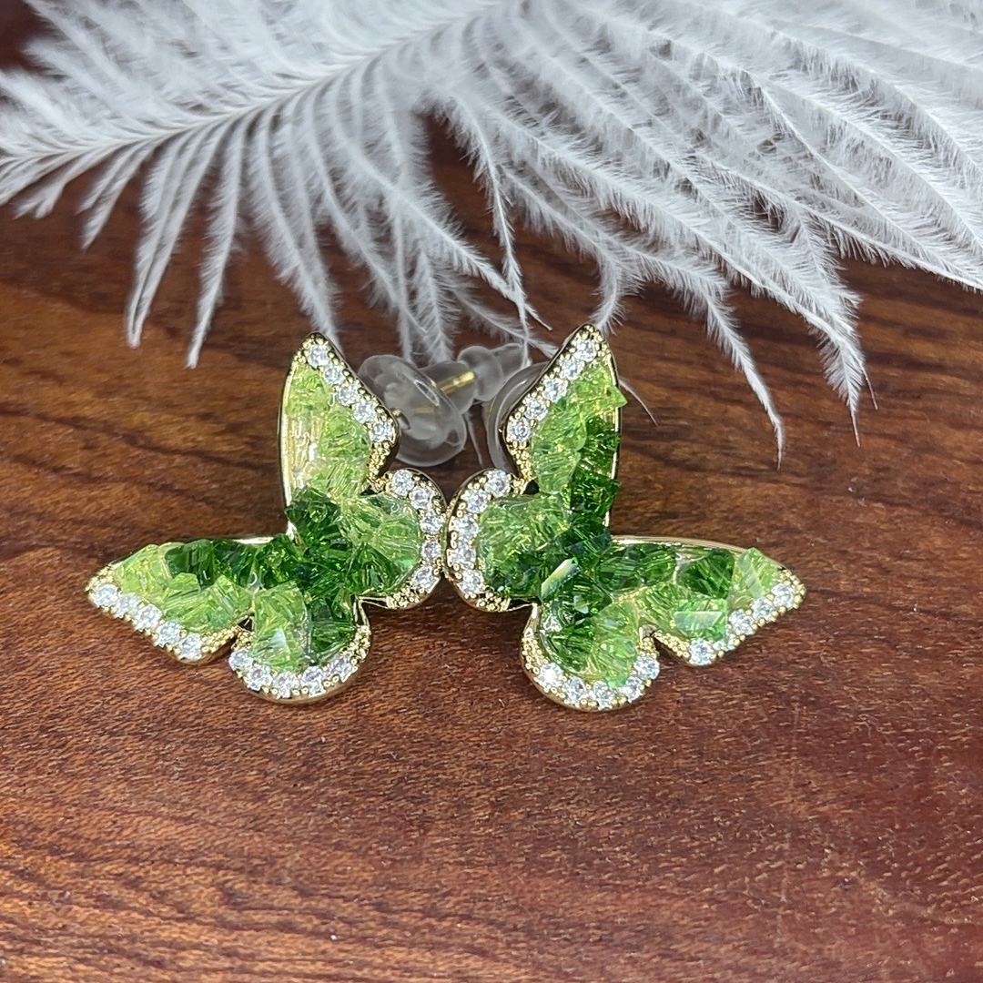 铜合金合成锆石耳饰 经典气质百搭款金色轻奢高光耳饰CPE001008