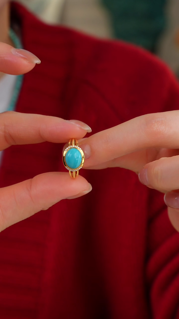 【闪购商品】绿松石戒指18K金镶嵌1