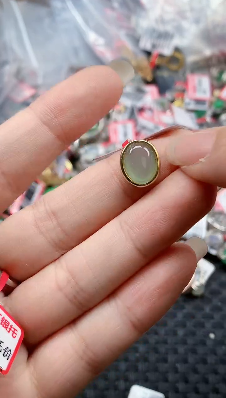 银S925镶嵌戒指翡翠天然A货缅甸翡翠