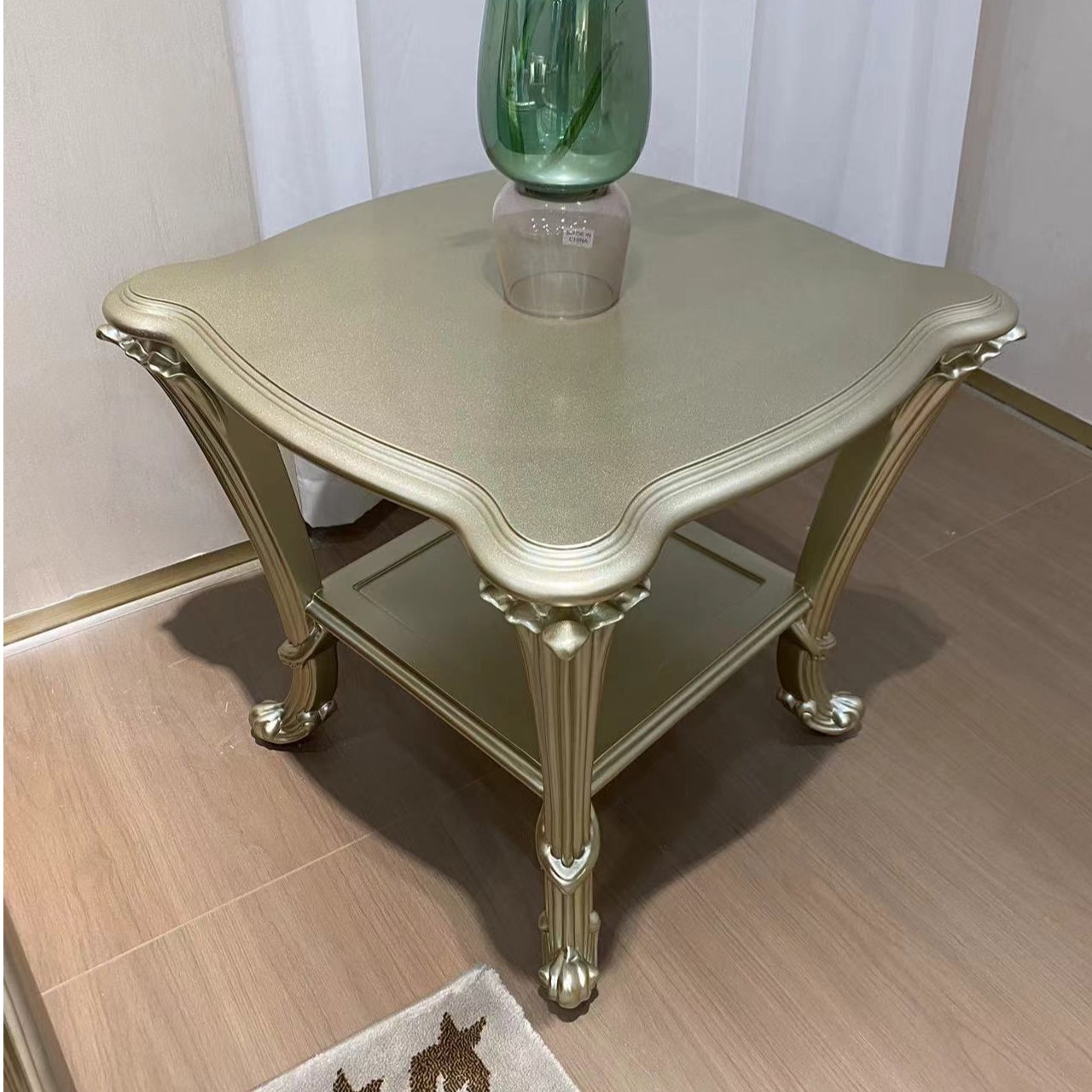 美式轻奢实木客厅边几/方几角几（尺寸620*620*580）法式边几茶几