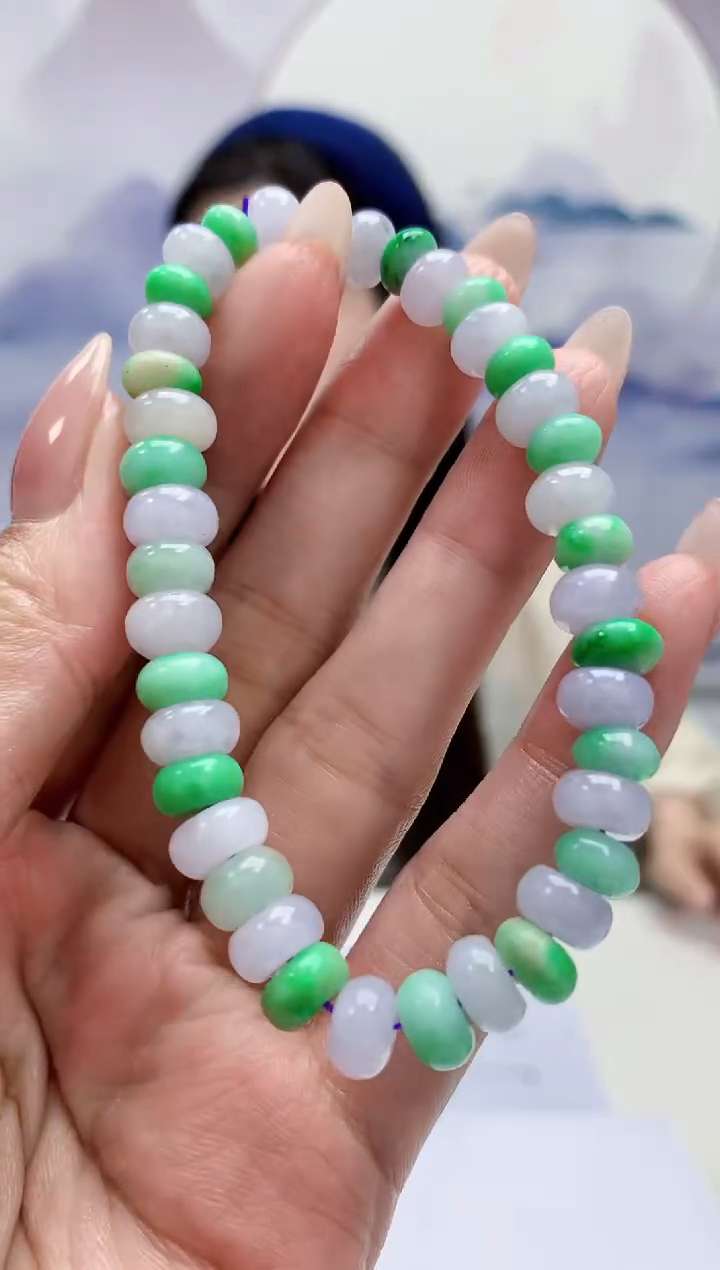 【闪购商品】定制翡翠未镶嵌0405MM-毛货手串94