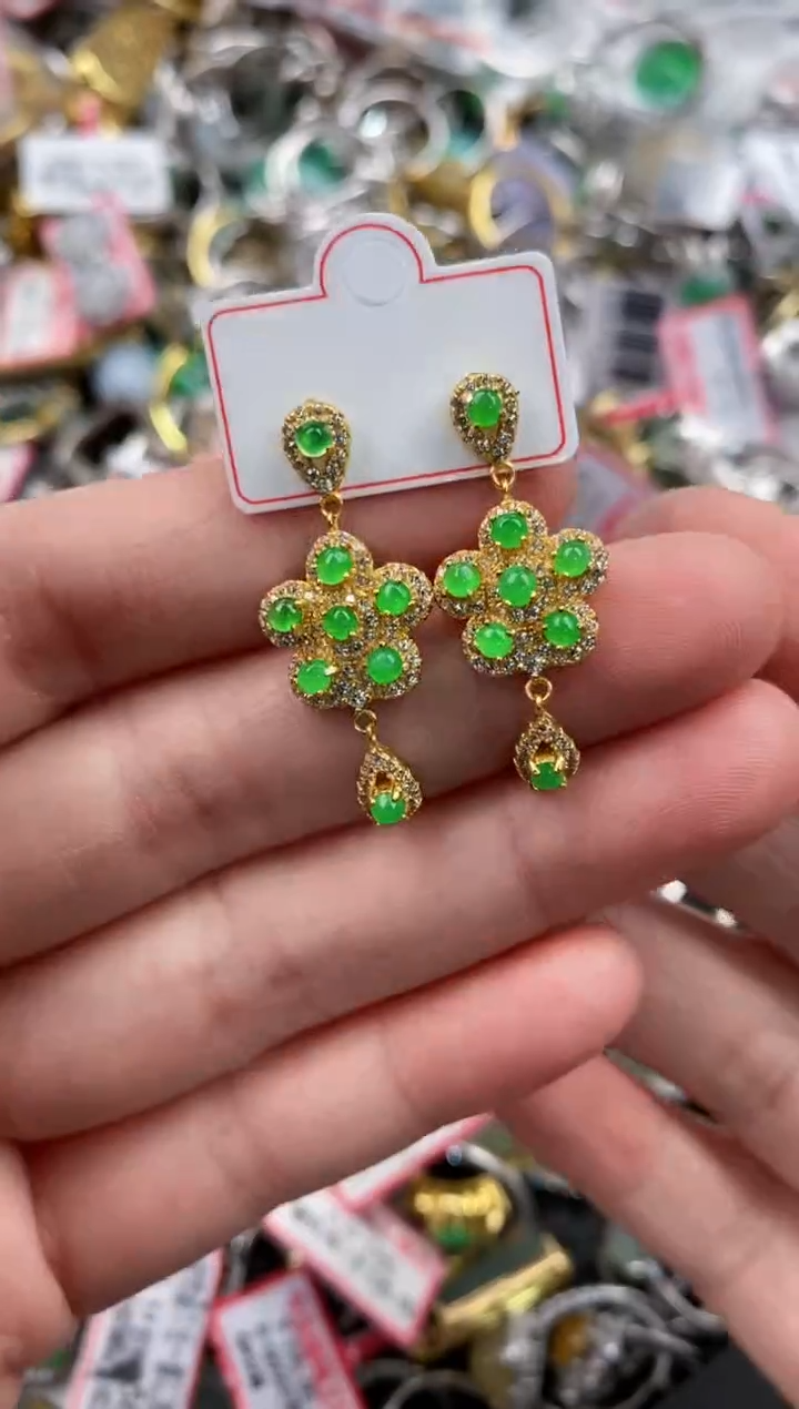 银S925镶嵌戒指翡翠222   10