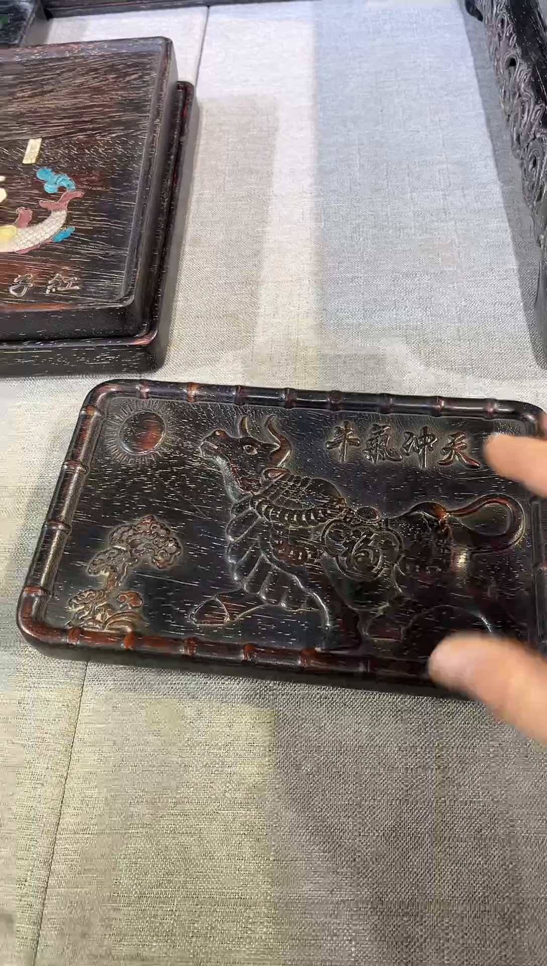 檀香紫檀（小叶紫檀）牛气茶盘