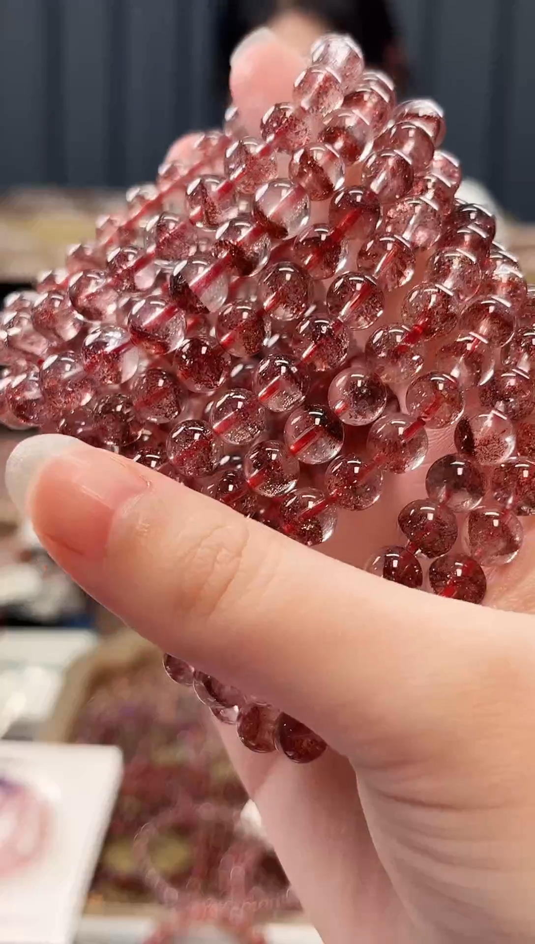 未镶嵌手串水晶金草莓超七单圈手串7mm【多样性发一】