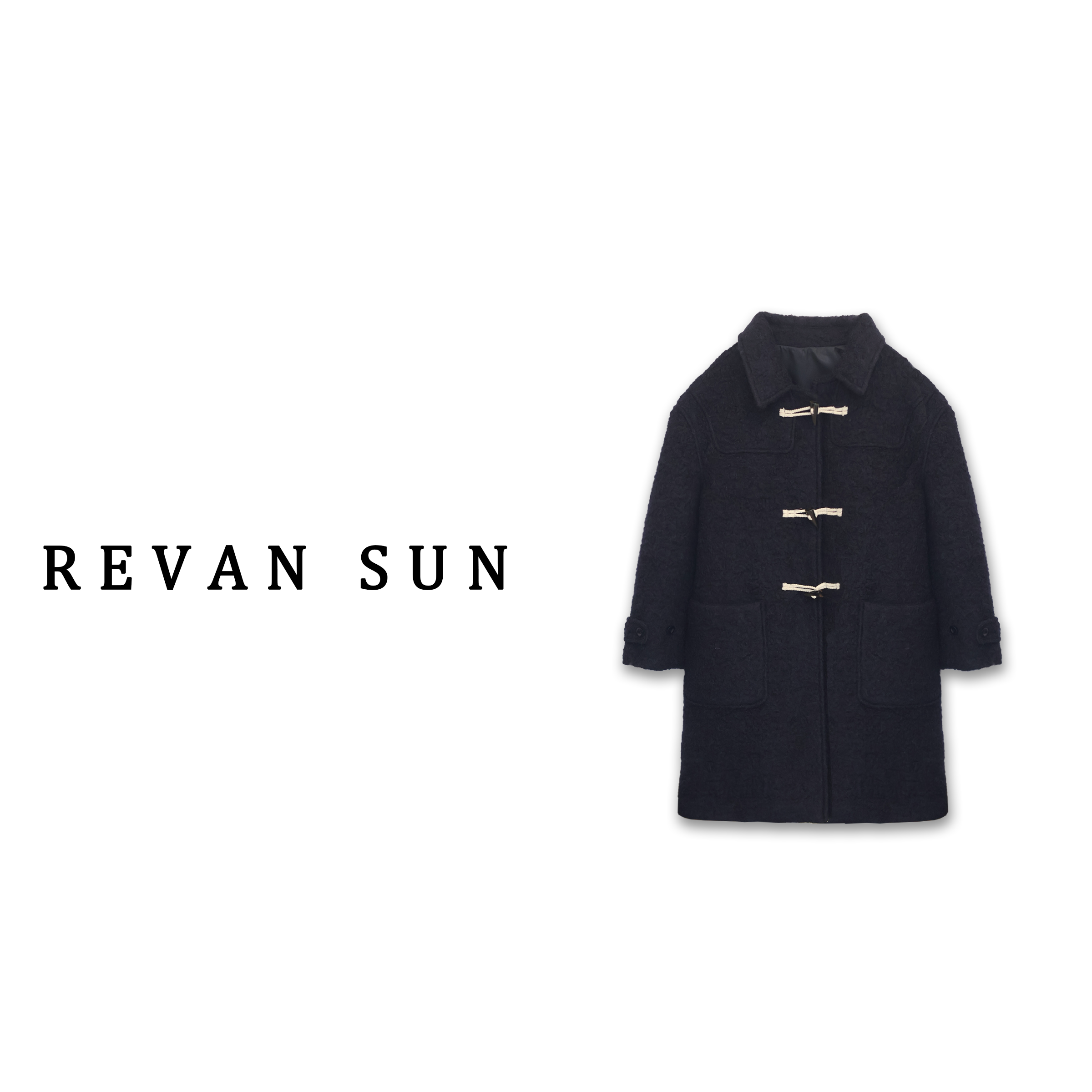 ［REVAN SUN］-大骨架穿搭 牛角扣翻领羊驼毛大衣5002 送干洗店清洗