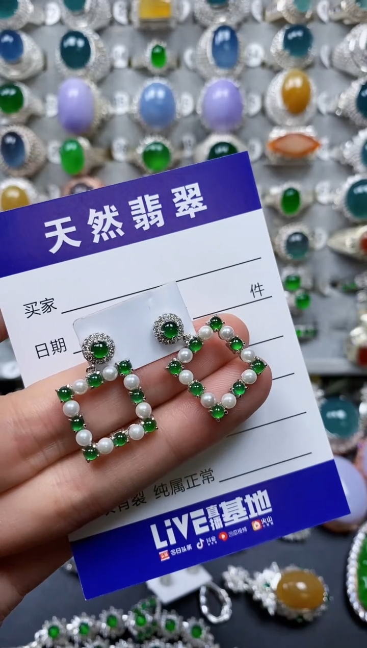 【闪购商品】翡翠耳饰银S925镶嵌0466