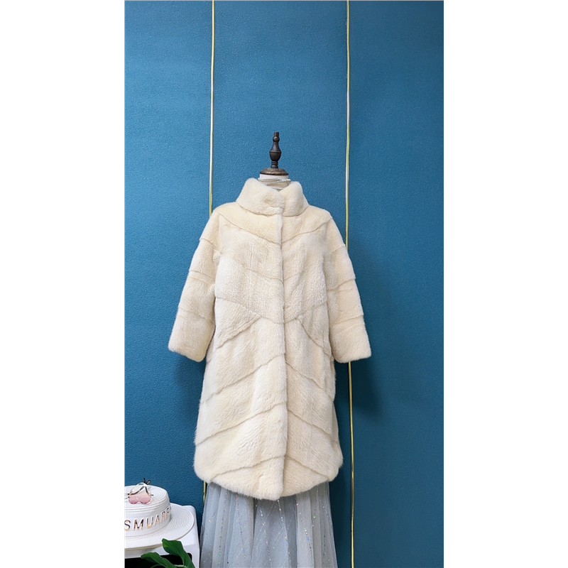 衣长82胸围105-110微蝙蝠袖子8分左右进口水貂整貂皮外套女立领貂