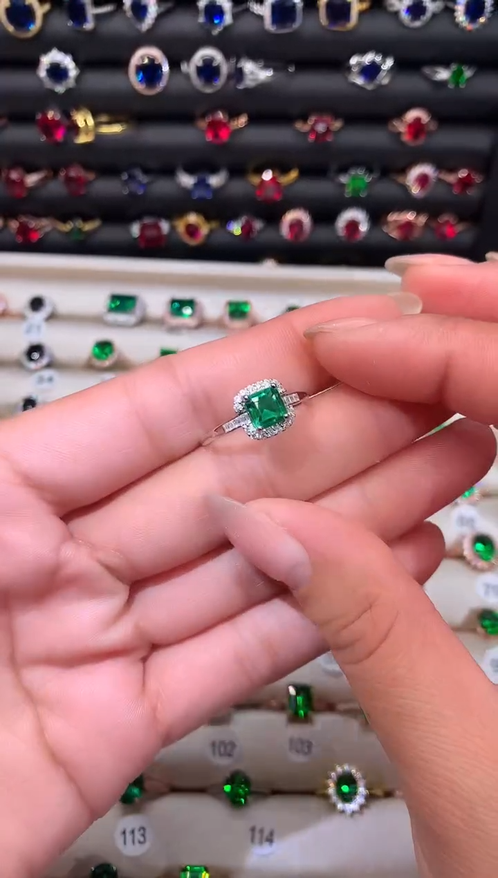 【闪购商品】透辉石戒指银S925镶嵌6