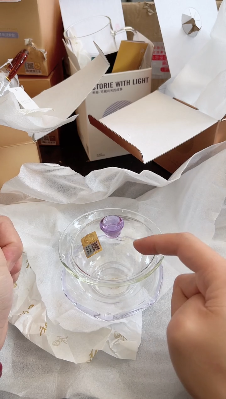 【闪购商品】禾器/禅语盖碗/浅紫。。