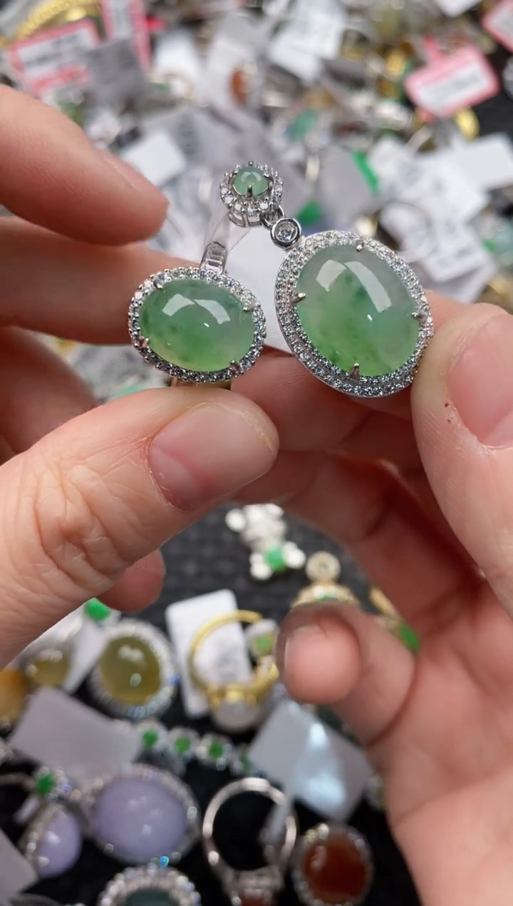 银S925镶嵌戒指翡翠444               1