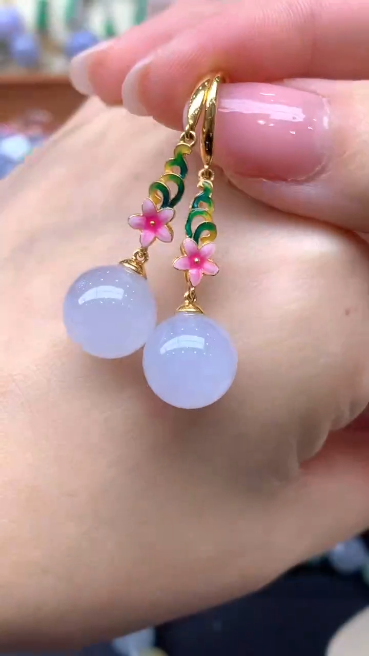 【闪购商品】翡翠耳饰18K金镶嵌226-天然翡翠