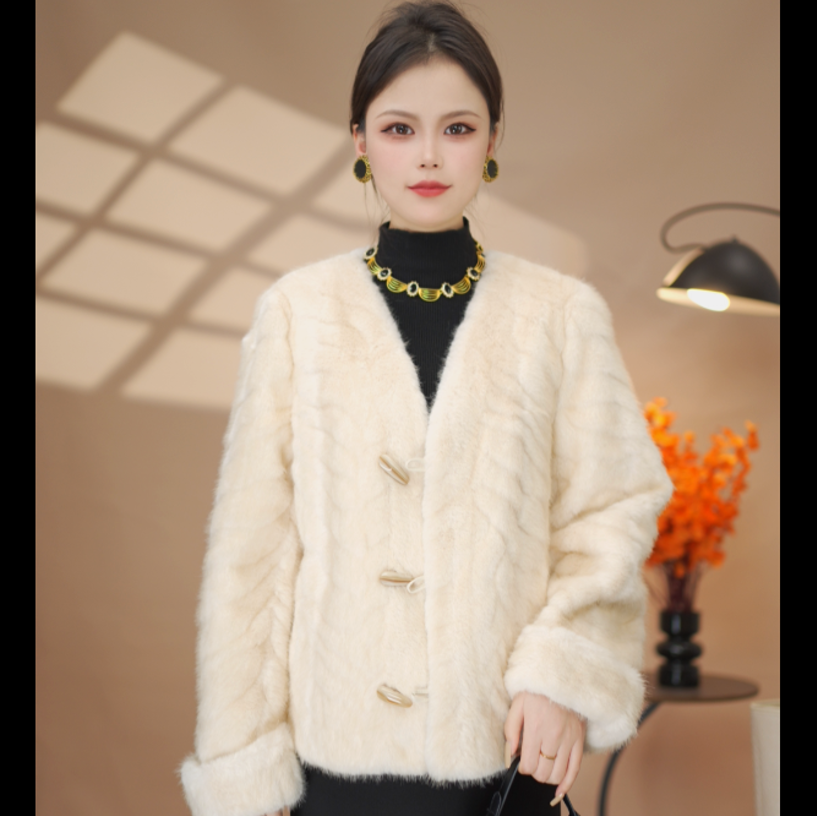 【明星同款】轻奢设计师网红新款百搭洋气休闲保暖象牙扣女士外套