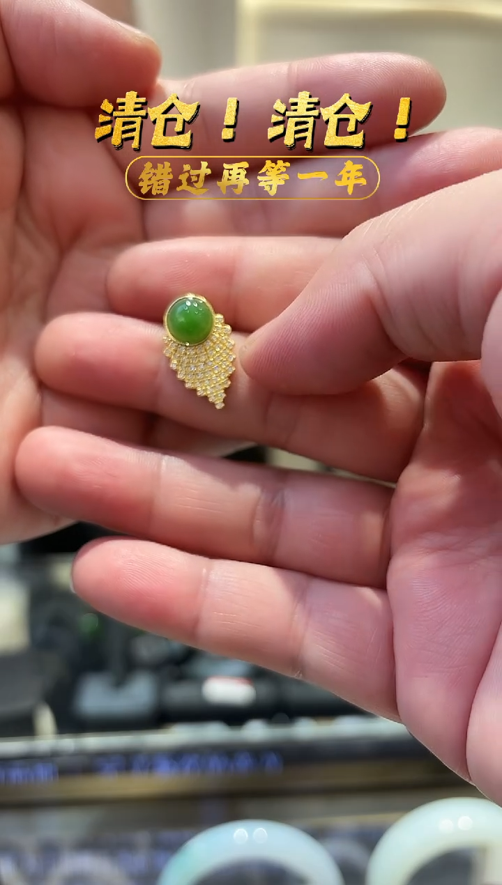 银S925镶嵌和田玉耳饰多样性发一