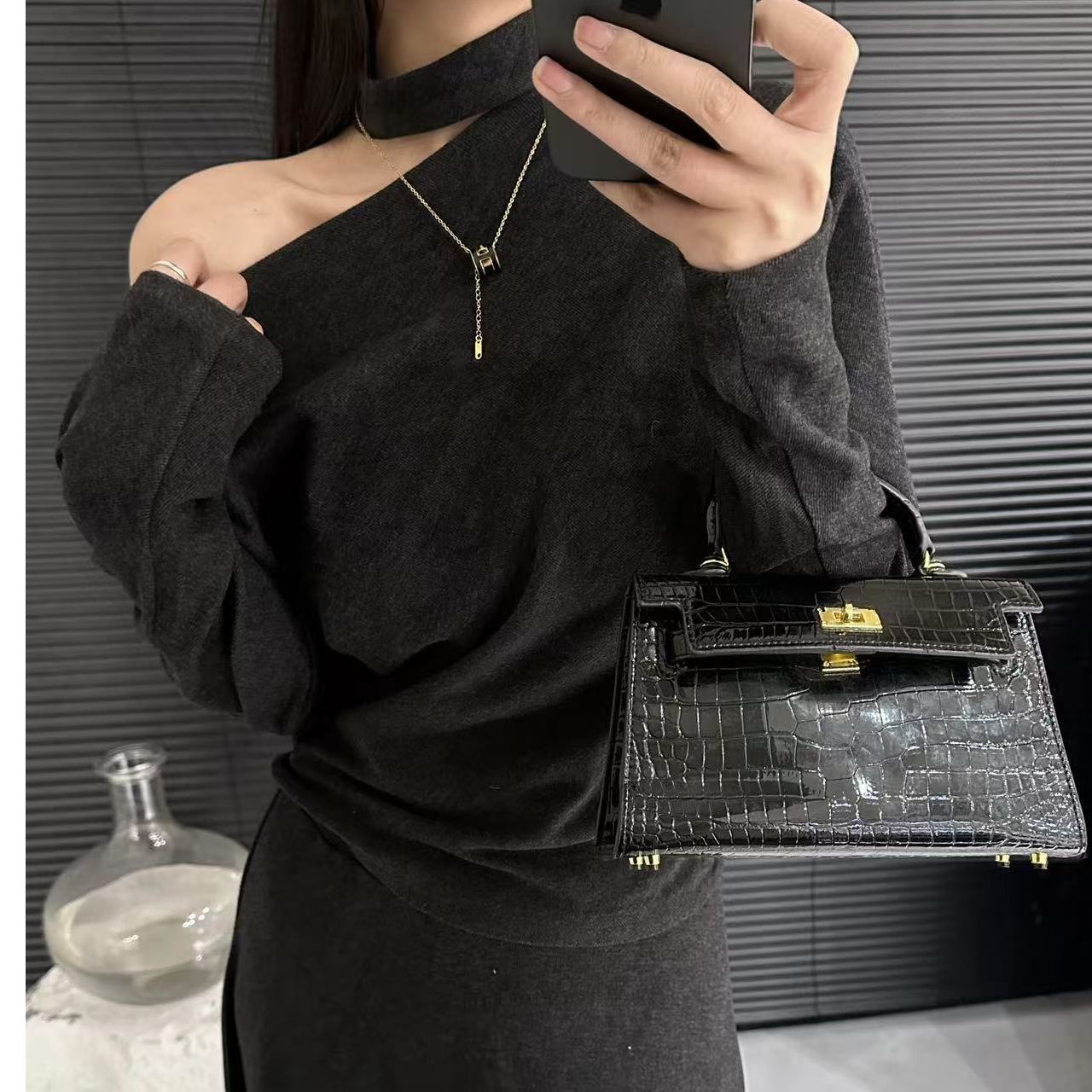 时尚轻奢气质黑色套装~通用链接