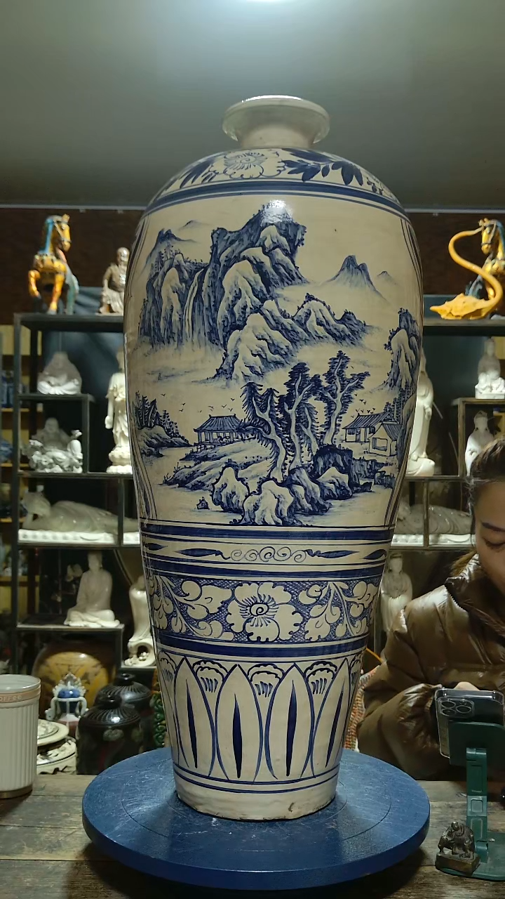 佛像橙*吧磁州窑大个梅瓶