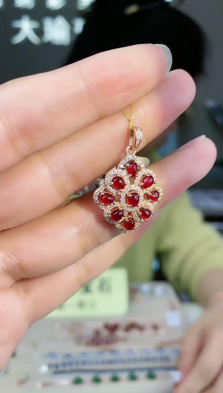 【闪购商品】红宝石颈饰银S925镶嵌颈饰