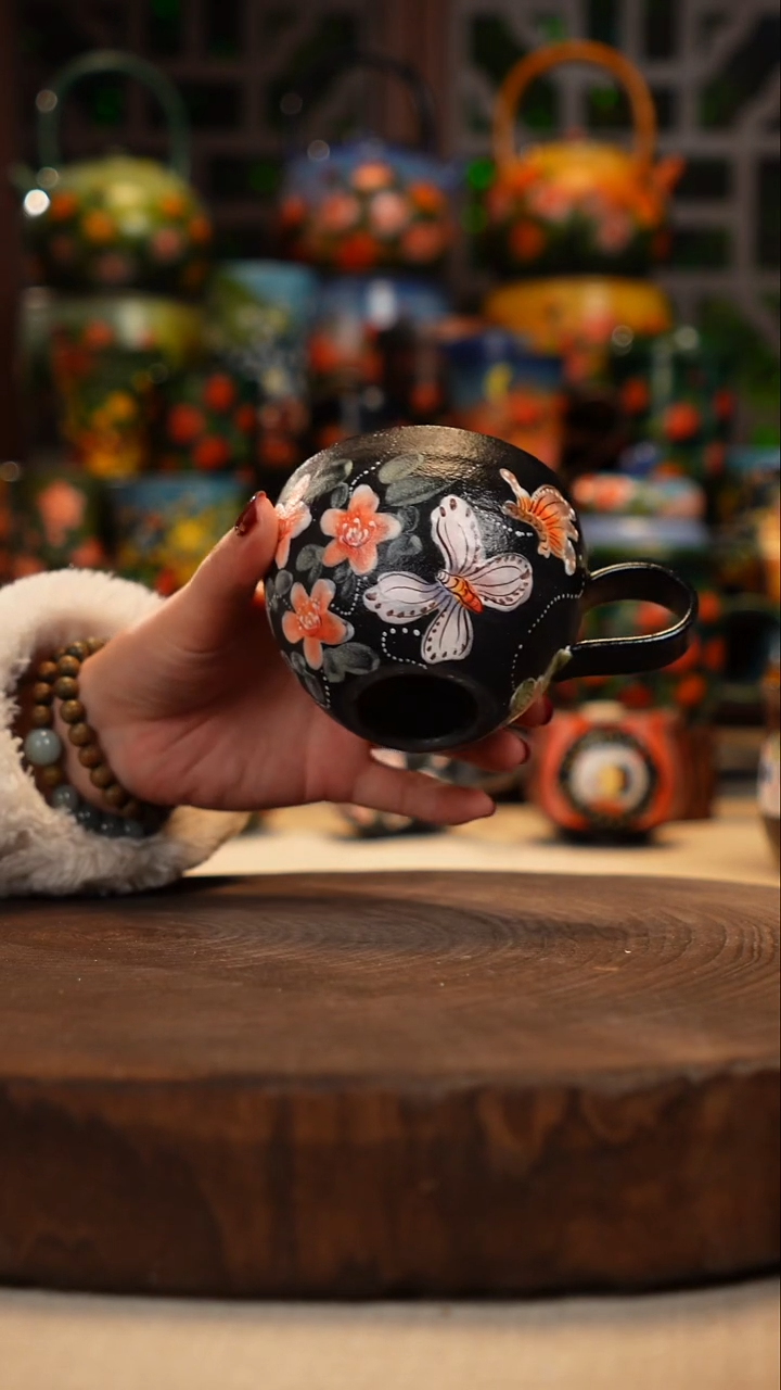 紫砂油画手绘釉下彩