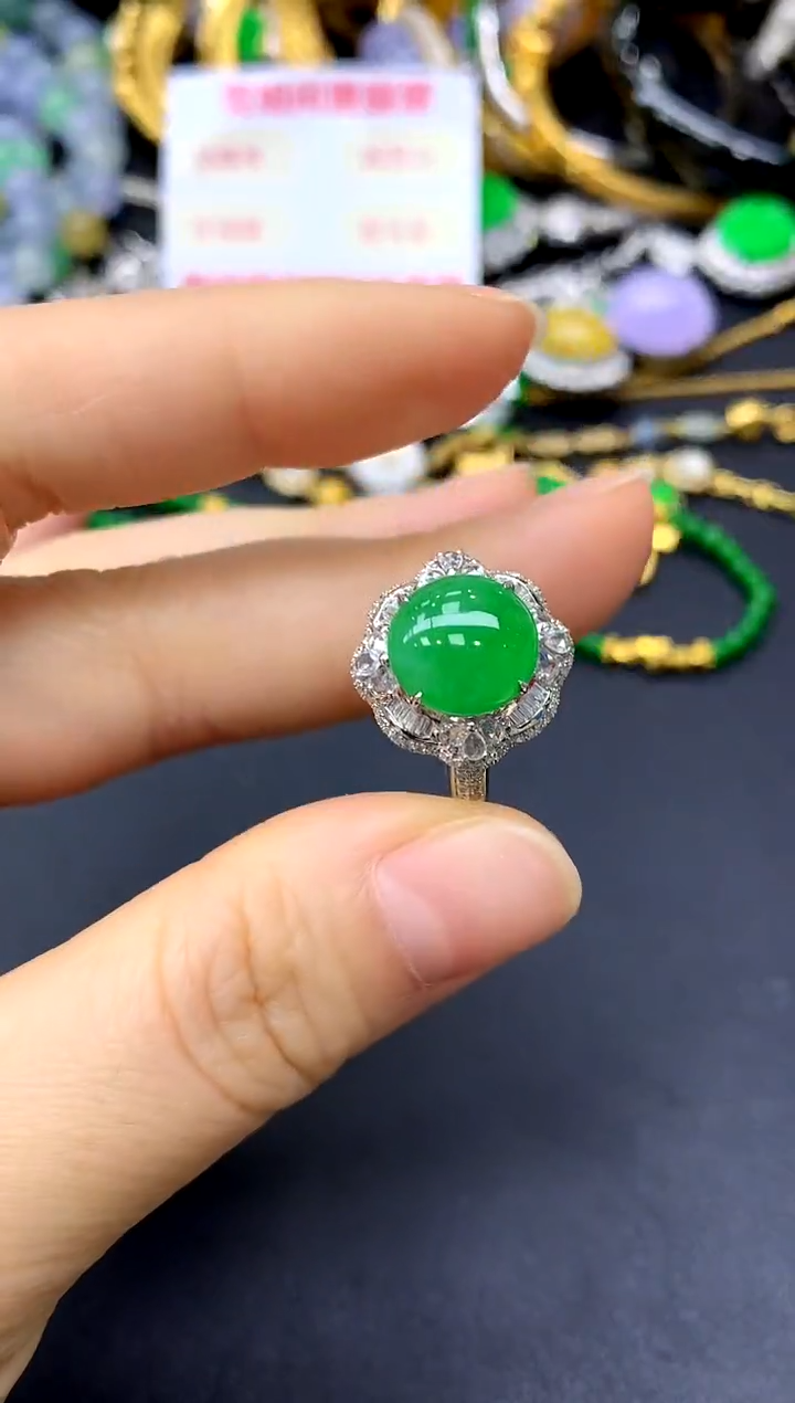 18K金镶嵌戒指翡翠718-中国好珍宝