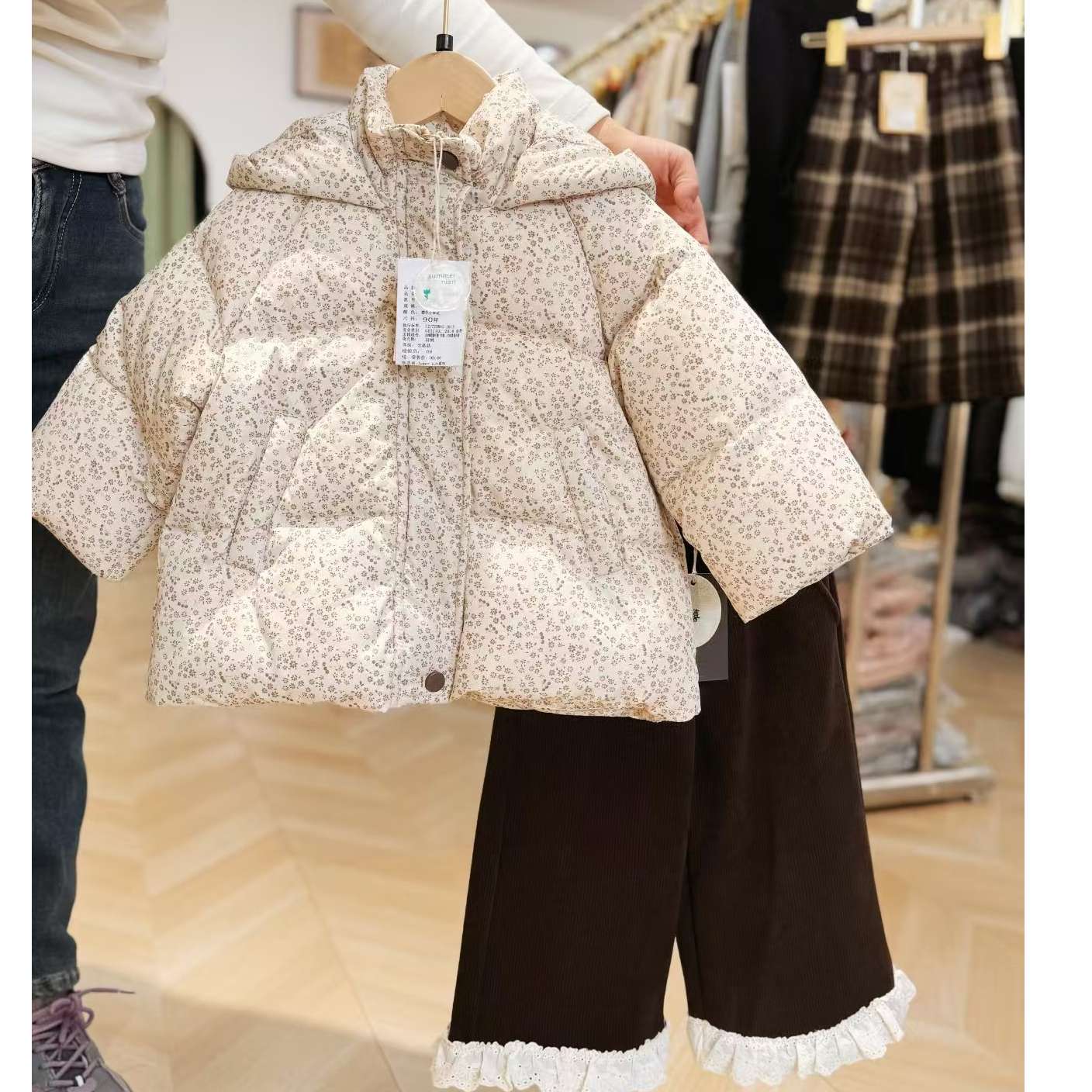 韩版中长款碎花棉服 羽绒 81327 