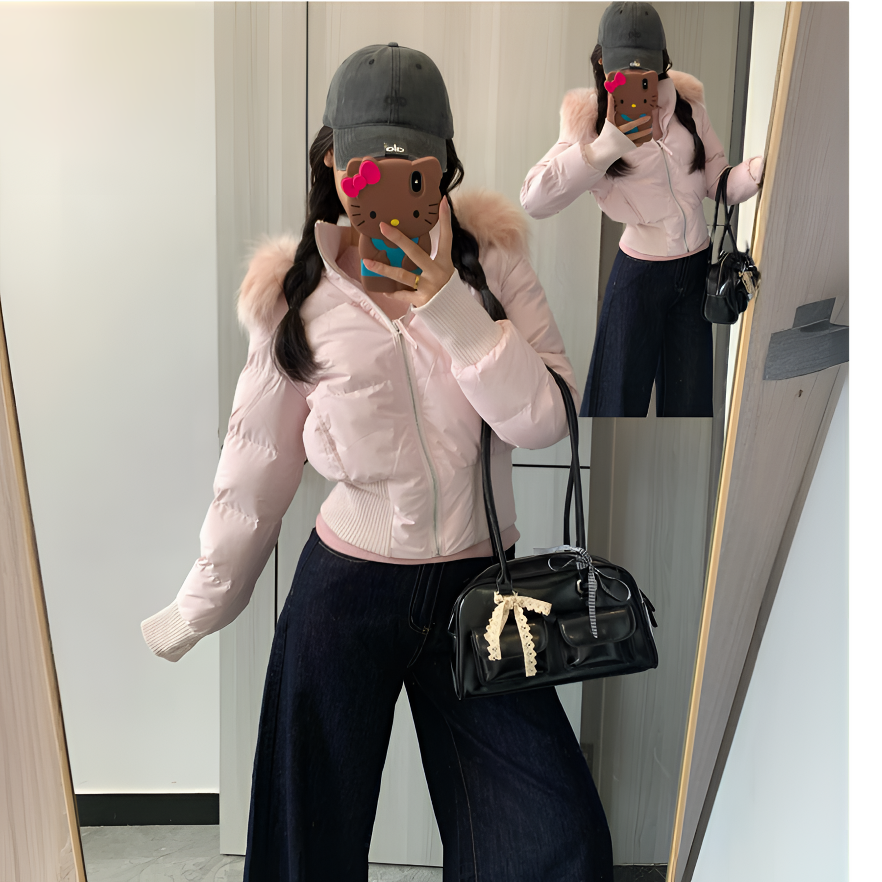 小海鸥短款修身连帽厚款棉服2025新款大学生网红休闲棉衣外套女冬